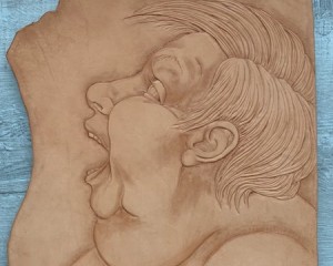 Hilfe! - Punzierung auf Leder - 37 cm x 35 cm