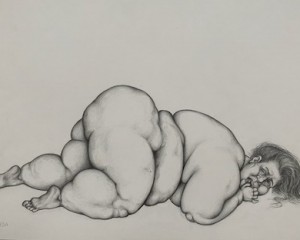 Allein - 29 cm x 42 cm - Bleistift