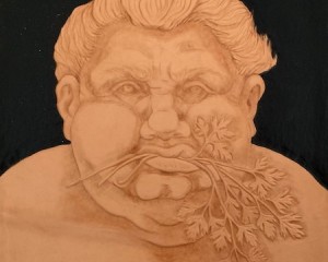 Veganer - Punzierung auf Leder, schwarze Farbe 30 cm x 30 cm