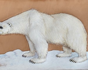 King of the Arctic - Punzieren auf Leder, Acryl - 28 cm x 45 cm