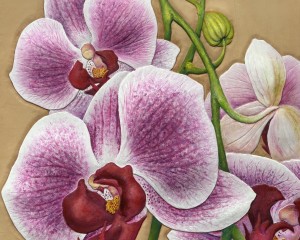Orchideen Zweig - Punzieren auf Leder - 30 x 30 cm